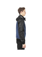 Urban Classics Hooded Denim Leather Jacket, denim/black
