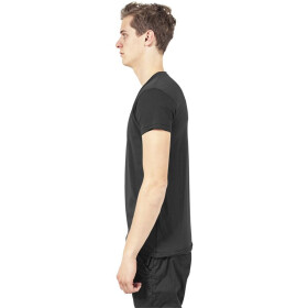 Urban Classics Fitted Peached Open Edge V-Neck Tee, black