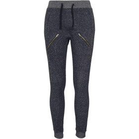 Urban Classics Ladies Zipped Melange Sweatpants, nvy/gry