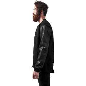 Urban Classics Zipped Leather Imitation Sleeve Jacket, blk/blk