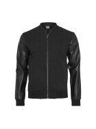 Urban Classics Zipped Leather Imitation Sleeve Jacket, blk/blk