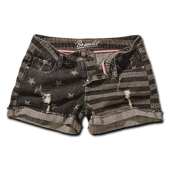 BRANDIT Denim Hotpants Stars &amp; Stripes, grau
