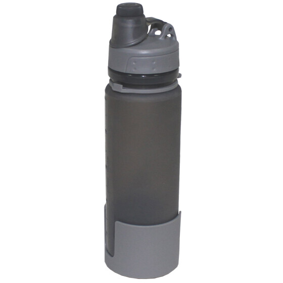 MFH Trinkflasche, faltbar, grau, Silikon, 0,5 Liter, BPA frei