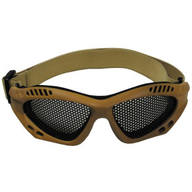 MFH Airsoftbrille, beige, Metall-Gittereinsatz, Deko