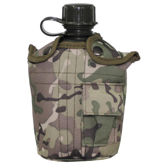 MFH US Plastikfeldflasche, 1 l, mit H&uuml;lle, operation-camo