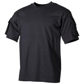 MFH US T-Shirt, halbarm, schwarz, mit &Auml;rmeltaschen