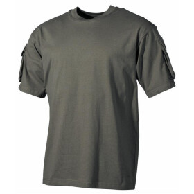 MFH US T-Shirt, halbarm, oliv, mit &Auml;rmeltaschen