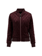Urban Classics Ladies Diamond Quilt Velvet Jacket, burgundy
