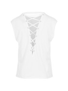 Urban Classics Ladies Jersey Lace Up Top, white