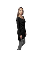Urban Classics Ladies Fine Knit Oversize V-Neck Sweater, black