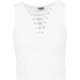 Urban Classics Ladies Lace Up Cropped Top, white