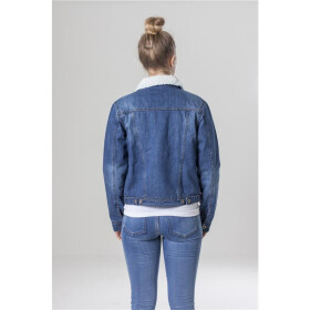 Urban Classics Ladies Sherpa Denim Jacket, blue washed